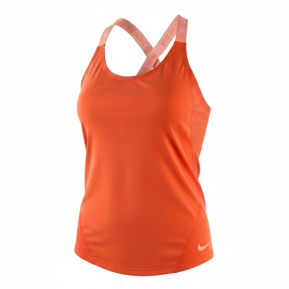 Nike Dri-Fit Orange Tank Top XS Cross Back Straps Mesh Panels Womens Athletic